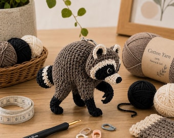 Cute Jimothy Raccoon Crochet, Cute Jimothy Raccoon Lover Gift, Jimothy Raccoon Gift, Car Hanging Ornament, Handmade Crochet Keychain