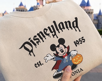 Bluza z nadrukiem Disney Halloween, spersonalizowany okrągły dekolt z motywem dyni Disneyland Minnie, przytulny prezent na jesienne wakacje