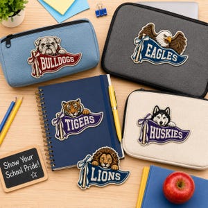 Custom Mascot Embroidered Patch, School Spirit Animal Team Patch, Sew On Iron On Backpack Jacket Sew Hat Patch, Personalized Team Gift