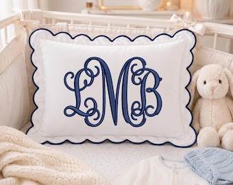 Personalized Monogram Pillow Cover, Custom Text Embroidered Pillow Cover, Nursery Decor Cushion, Baby Room Pillow, Dorm Room Gift Handmade