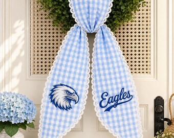 Football Wreath Sash, Striped Monogram Door Decor, College Football Tailgate Ribbon, Custom University Sash