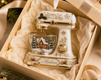 Personalized Kitchen Stand Mixer Christmas Ornament – Custom Baker Gift, Vintage Baking Decor