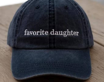 Embroidered Favourite Daughter Vintage Washed Cap, Funny Daughter Gifts, Funny Family Hat, Funny Favorite Child Hat