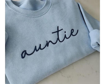 Embroidered Personalized  Auntie Sweatshirt With Kids Names on sleeve, Christmas Gift for Mom, Grandma, or Aunt, New Aunt Gift