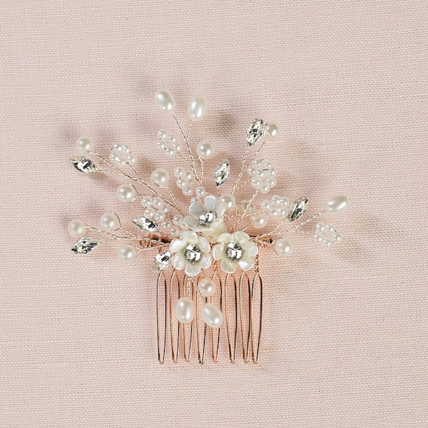 Flower Girl Hair Piece, Small Bridal Comb, Bridal Head Piece, Wedding Hair piece, Rose Gold Bridal Comb, Gold Hair Comb, Dillan Hair Comb