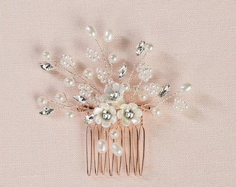 Flower Girl Hair Piece, Small Bridal Comb, Bridal Head Piece, Wedding Hair piece, Rose Gold Bridal Comb, Gold Hair Comb, Dillan Hair Comb