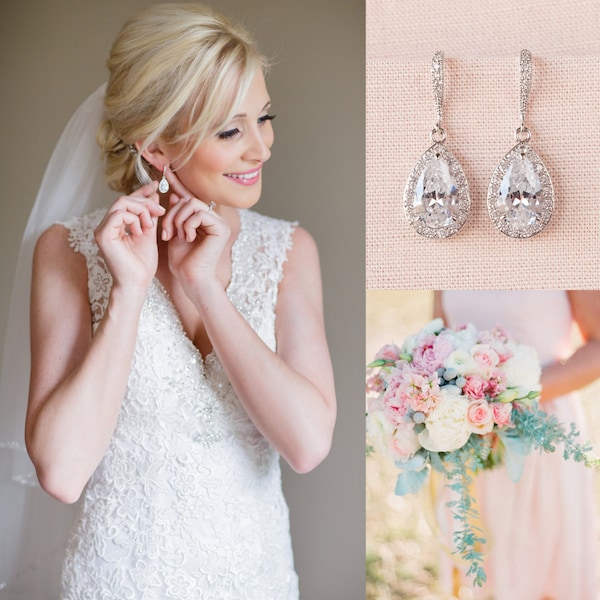 Crystal Bridal earrings  Wedding jewelry, Crystal Bridal Necklace, Crystal Wedding earrings Bridal jewelry, Ariel Drop Earrings