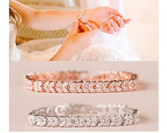 Rose gold Wedding Bracelet, Crystal Bridal Bracelet, Gold Bracelet, Bridesmaid jewelry, Marquise Crystal Bracelet, Natalie Bracelet