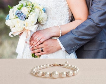 Rose Gold Bridal bracelet, Pearl wedding jewelry, Swarovski, Rose gold bracelet, Dakota bridal bracelet