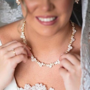 Floral Bridal Necklace, Backdrop Wedding necklace, Crystal Bridal Necklace, Bridal Jewelry, Wedding jewelry, Piper Crystal Bridal Necklace