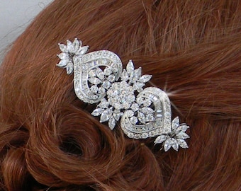 Peine de novia de cristal, accesorio para el cabello de boda, joyería de boda, pedrería, clip para el cabello, joyería de boda vintage, peine de plata de Londres