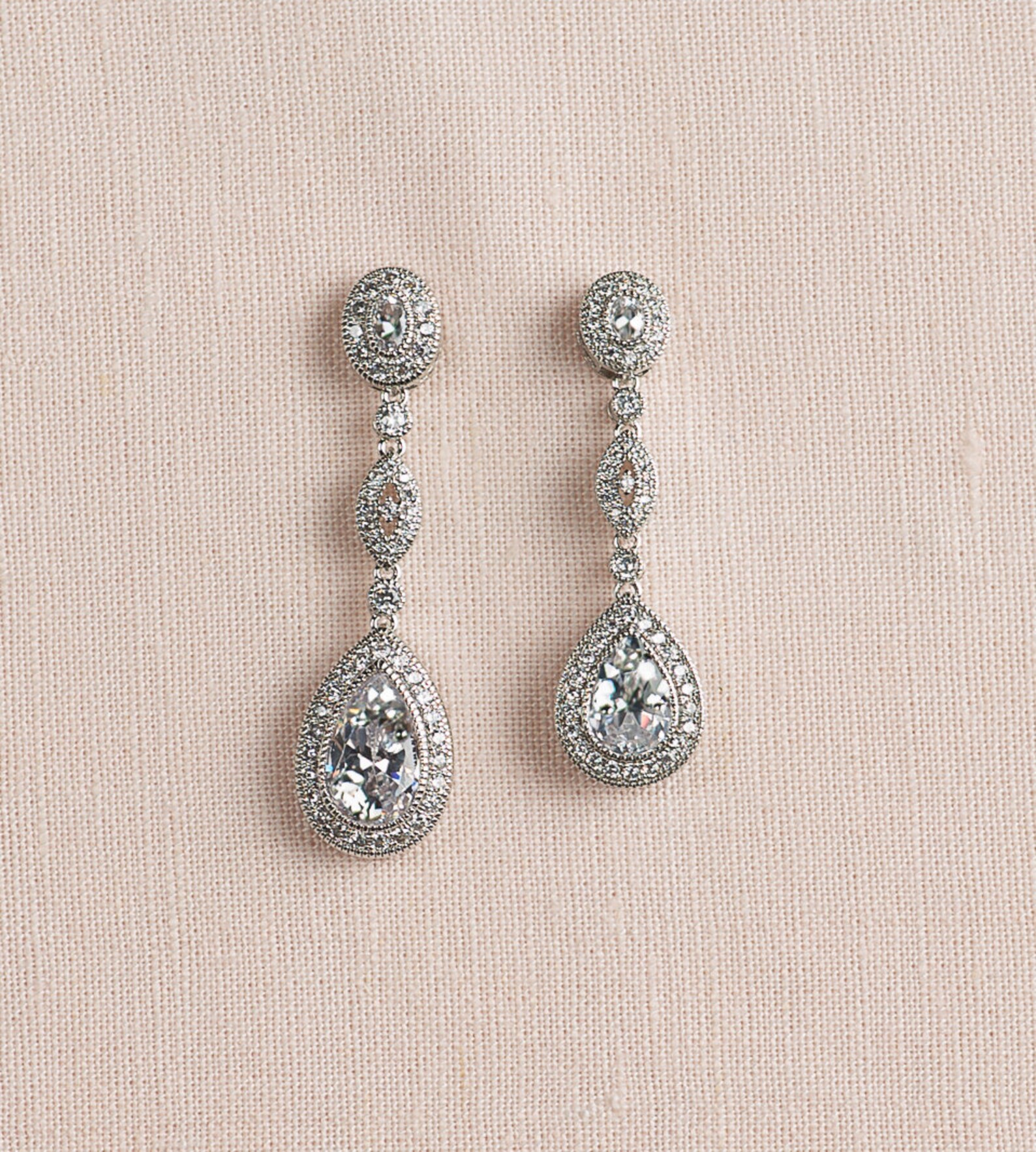 Crystal Bridal Earrings Rose Gold Wedding Earrings Wedding Etsy