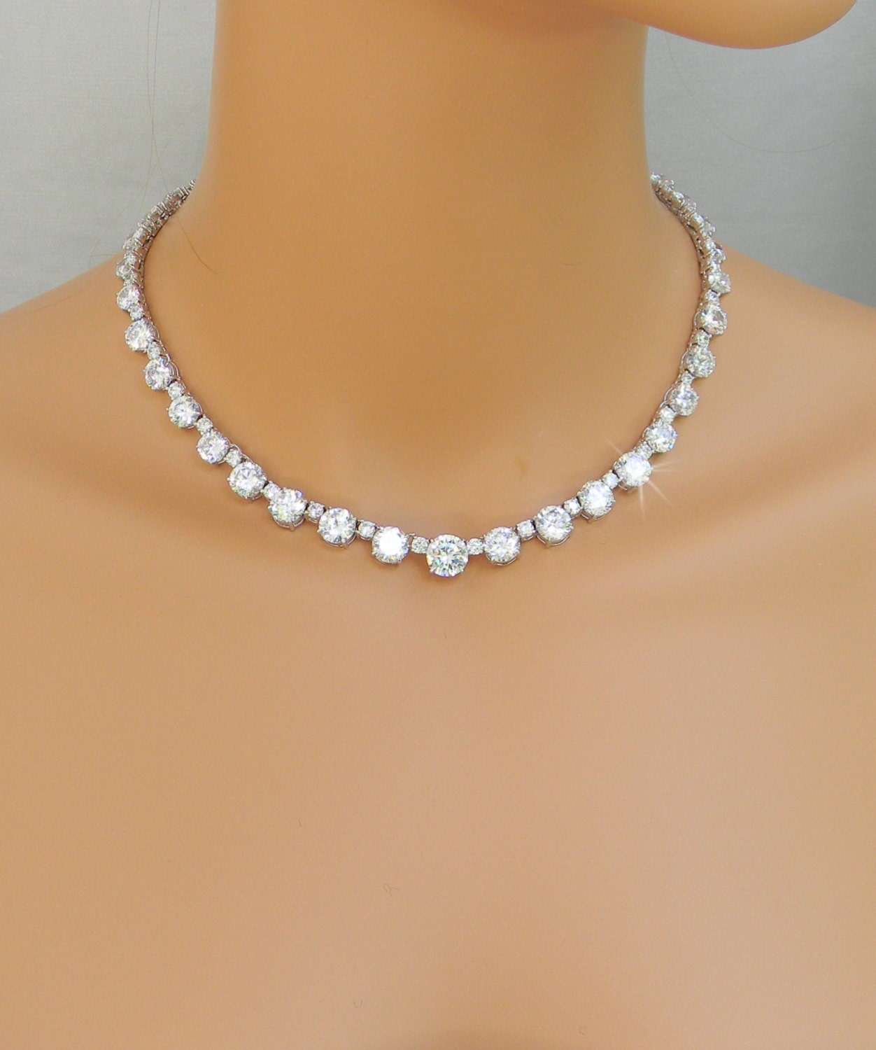 Simple Bridal Necklace Crystal Wedding necklace Dainty Etsy