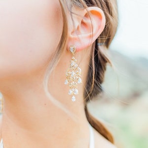 Dainty Wedding Earrings, Chandelier Bridal earrings, Crystal Bridal Earrings, Wedding jewelry, Dangle Bridal Earrings, Charlotte Earrings image 5