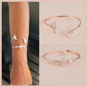 Hochzeit Armband, Armreif Boho Braut Armband, verstellbare Armmanschette, Brautschmuck, Oberarm Armband, Inaya Kristall Braut Armreifen