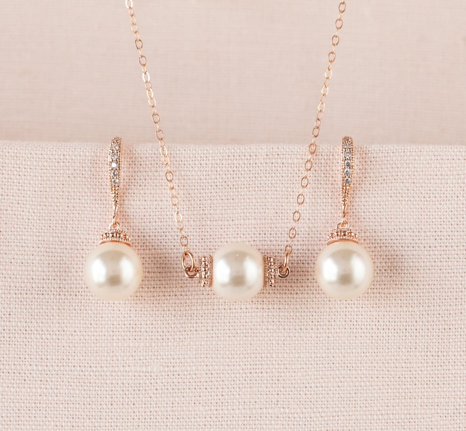 Rose Gold Bridal Jewelry Pearl Wedding 