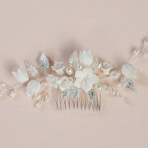 Bridal Hair Comb Wedding Hair Vine, Leaf Hair Piece, Pearl Hair Piece, Rose Gold Wedding Hair Comb, Crystal Hair Comb, Adalynn Hair Comb image 7