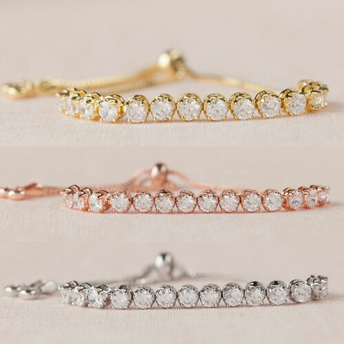 Flower Girl Crystal Bracelet Rose Gold Wedding Jewelry Etsy