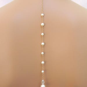 Back drop necklace, Pearl Back drop, Rose Gold, Gold Bridal necklace, Bridesmaid Jewelry Swarovski Pearls and Crystals, Bethany Necklace image 10
