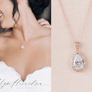 Rose Gold Bridal Necklace, Crystal wedding necklace, Rose Gold Bridesmaid necklace, Bridal Jewelry, Wedding Jewelry, Ariel Bridal Necklace