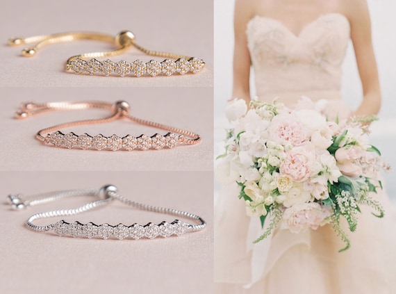Rose Gold Bracelet Wedding Bracelet Dainty Bar Bracelet Tiny Stud Earrings Bridesmaid Gift Wedding Jewelry GIFT SET Mia Bar Bracelet Etsy