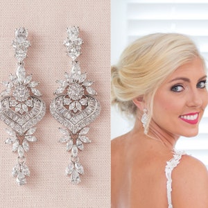 Braut Ohrringe, Kronleuchter Kristall Hochzeit Ohrringe, Rose Gold Braut Schmuck, Gold Hochzeit Ohrringe, London erweitert Ohrringe