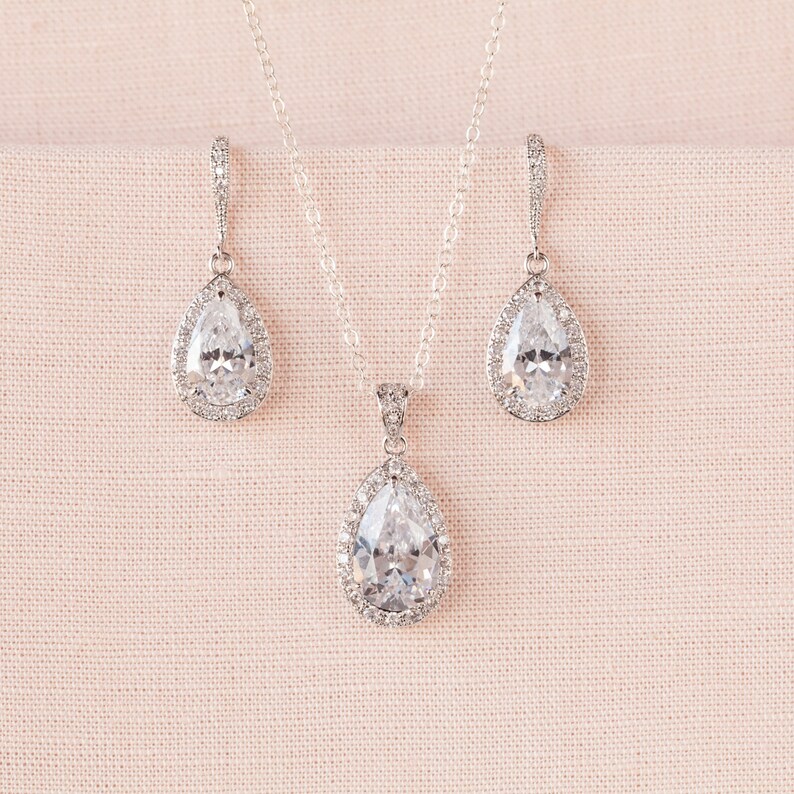 Crystal Bridal Set. Bridesmaids Jewelry Set, Crystal Pendant and Earrings, Wedding Jewellery, Ariel Bridal Jewelry SET image 3