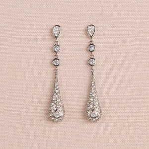Rose Gold Bridal Earrings, Dainty Gold Wedding Earrings, Long Silver Bridal Earrings, Wedding Jewelry, Bridal Jewelry, Keili Earrings