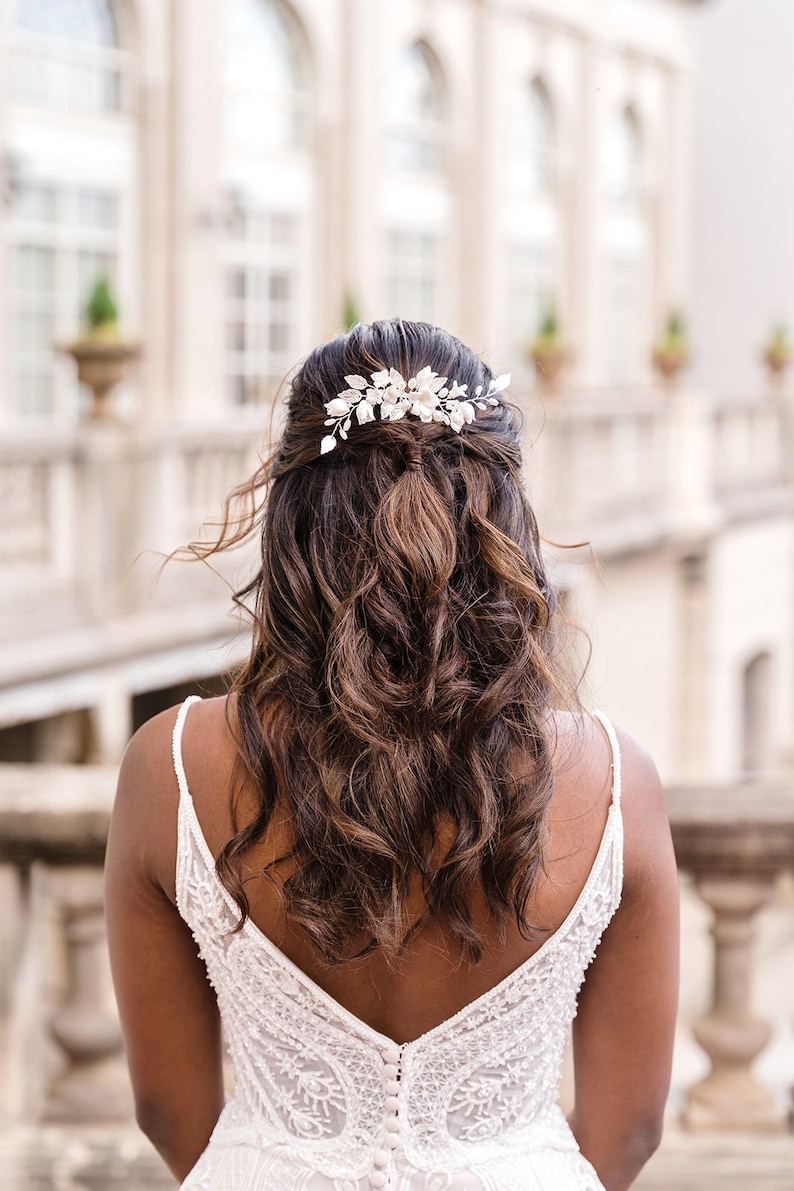 Bridal Hair Comb Wedding Hair Vine, Leaf Hair Piece, Pearl Hair Piece, Rose Gold Wedding Hair Comb, Crystal Hair Comb, Adalynn Hair Comb image 8