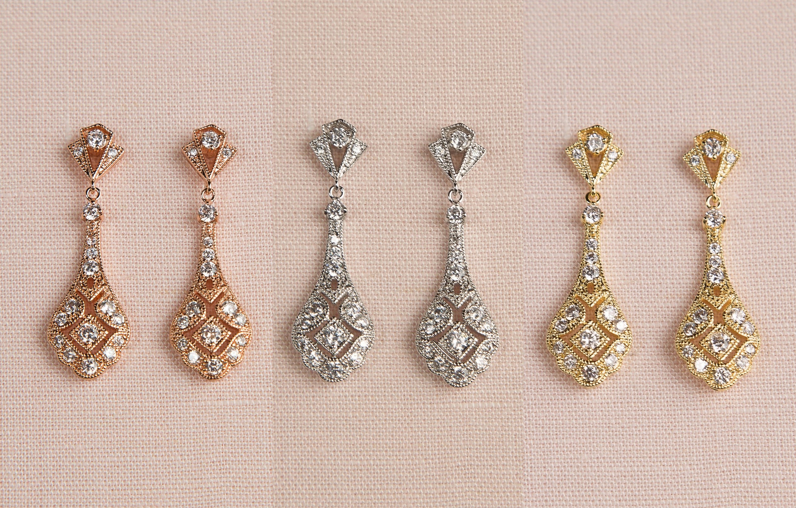 Cubic Zirconia Art Deco bridal earrings | Lovett & Co | Lovett & Co