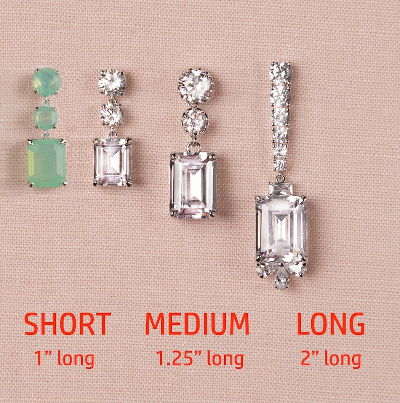 Crystal Bridal earrings Emerald Princess Cut Wedding jewelry, Rose gold Wedding earrings, Bridal jewelry, Kaitlyn Crystal Drop Earrings image 4