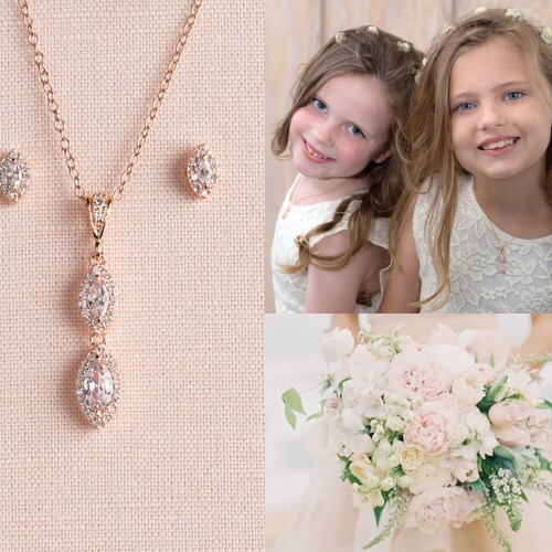 Flower Girl Bracelet Gold Bridal Earrings Wedding Jewelry Jr Etsy