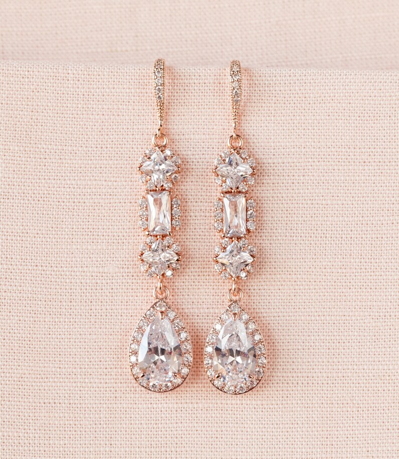 Crystal Bridal Earrings Crystal Wedding Earrings Long Etsy