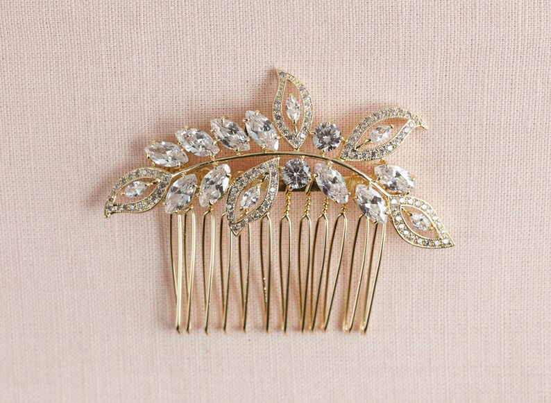 Bridal Hair Comb, Vintage style hair comb, Crystal Hair Comb, Rose Gold, Swarovski, Wedding Hair comb, Hair clip, Linneah Bridal Comb image 5