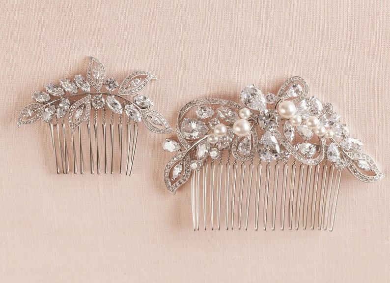 Bridal Hair Comb, Vintage style hair comb, Crystal Hair Comb, Rose Gold, Swarovski, Wedding Hair comb, Hair clip, Linneah Bridal Comb image 3