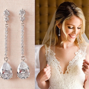 Crystal Bridal earrings Wedding jewelry Swarovski Crystal Wedding earrings Bridal jewelry Necklace, Sophia Bridal Earrings and Necklace