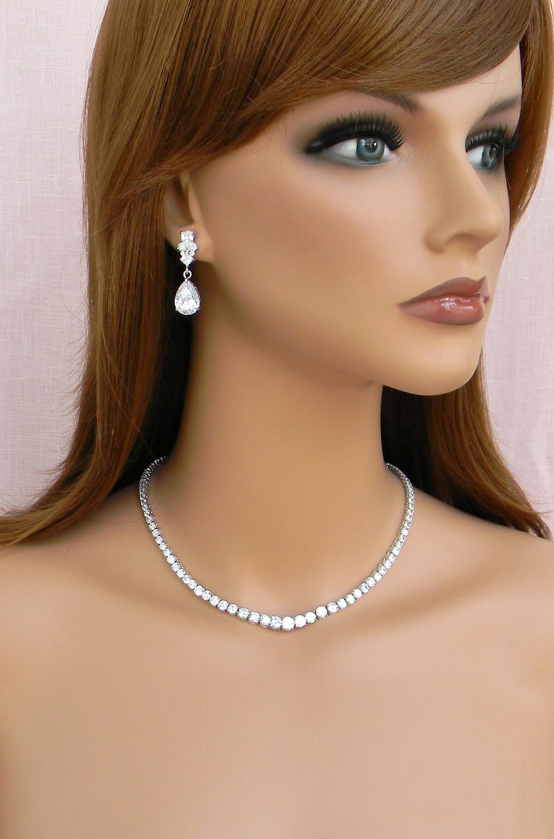 Simple Bridal Necklace, Backdrop Wedding Jewelry, Gold Bridal Earrings, Wedding Necklace, Rose Gold, Wedding jewelry, Kendall Jewelry SET image 10