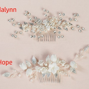 Bridal Hair Comb Wedding Hair Vine, Leaf Hair Piece, Pearl Hair Piece, Rose Gold Wedding Hair Comb, Crystal Hair Comb, Adalynn Hair Comb image 2