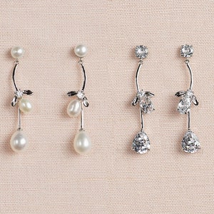 Leaf Bridal Jewelry, Rose Gold Organic Wedding Earrings, Freshwater Pearl Earrings, Bridal Necklace, Wedding Jewelry, Fiona Jewelry