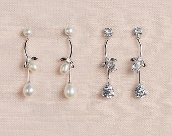 Leaf Bridal Jewelry, Rose Gold Organic Wedding Earrings, Freshwater Pearl Earrings, Bridal Necklace, Wedding Jewelry, Fiona Jewelry