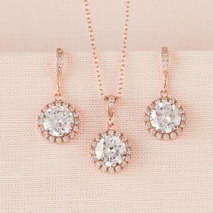 Crystal Bridal Earrings Rose Gold Wedding Jewelry Bridal - Etsy