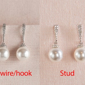 Rose Gold Bridal Earrings, Classic Pearl Wedding Earrings, Pearl Drop Bridesmaid earrings, Swarovski Pearl drop Earrings, Nova Pearl Jewelry image 3
