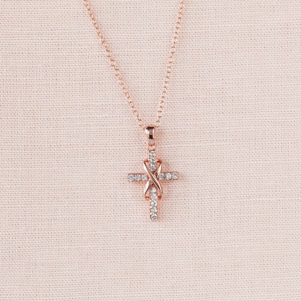 Infinity Cross Necklace, Rose Gold Bridal jewelry, Wedding Jewelry, Gold Cross Necklace, Religious Necklace, Infinity Cross Pendant