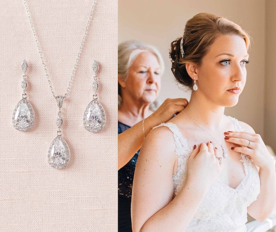 Rose Gold Bridal Earrings Crystal Wedding Earrings Wedding