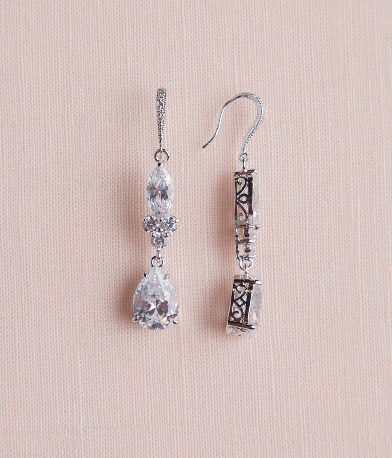 Dangling Tassel Alloy Bridal Pearl Hair Clips Comb & Earrings