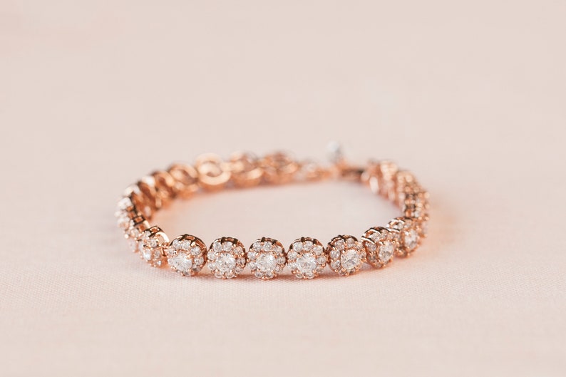 Crystal Wedding Bracelet Rose Gold Bridal Bracelet - Etsy