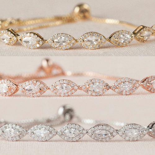 Flower Girl Crystal Bracelet Rose Gold Wedding Jewelry Etsy