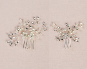 Small Bridal Hair Combs, Flower Girl Head Piece, Wedding Hair Piece, Rose Gold Comb,  Pearl & Crystal Hair Comb, Faye and Ireland Combs