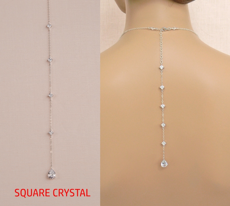 Backdrop Necklace Add on, Backdrop Addition for your Necklace, 6 Styles, Crystal Back For Necklace, Simple Pearl Backdrops, Add a Backdrop Square crystal back