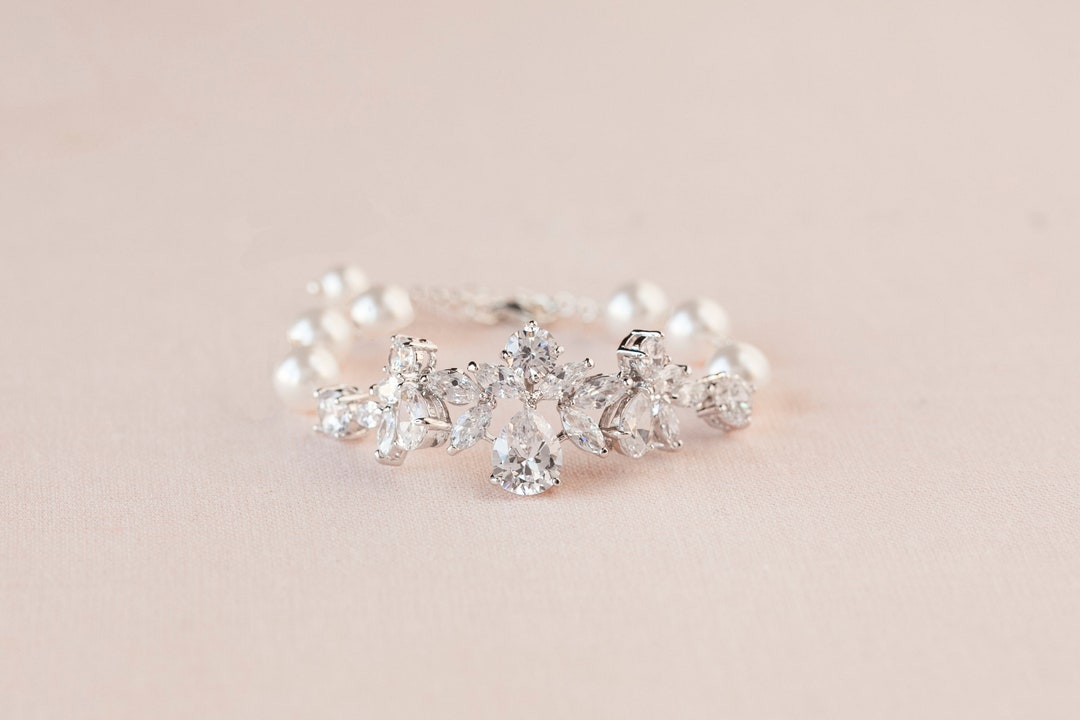 Wedity Set Gioielli Da Sposa In Argento E Strass - Collana, Orecchini E Bracciale Per Donne E Ragazze - Foto 7